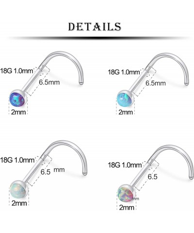 18G Opal Nose Rings Studs 316L Surgical Steel Screw Nose Nostril Body Piercing Jewelry for Women Men Girls Opal Size 1.5MM-2M...