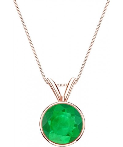 14k Gold Bezel Basket Green Emerald Gemstone Solitaire Pendant Necklace (1/5-1 cttw) 18 Rose Gold 0.25 carats $158.90 Necklaces