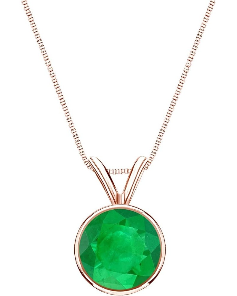 14k Gold Bezel Basket Green Emerald Gemstone Solitaire Pendant Necklace (1/5-1 cttw) 18 Rose Gold 0.25 carats $158.90 Necklaces