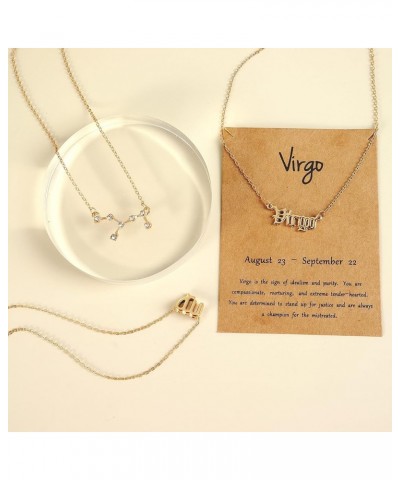 3Pcs Zodiac Necklace 12 Constellation Pendant Necklace Zodiac Sign Gift for Women Retro Old English Zodiac Sign Necklace for ...