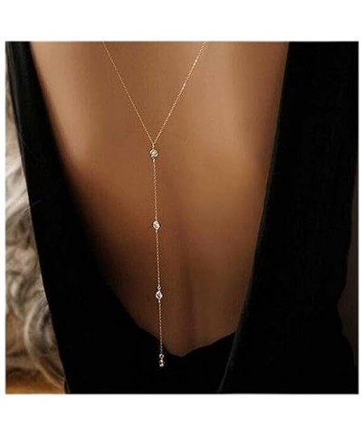 Boho Crystal Back Necklace Long Cz Backdrop Necklace Gold Crystal Lariat Y Necklace Rhinestone Back Chain Necklace Long Cz We...