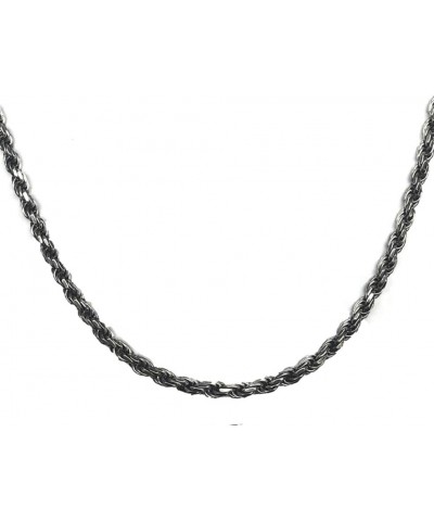 Fine Sterling Silver Oxidized Antique Vintage 4.5mm Rope Chain Necklace 18.0 Inches $59.19 Necklaces