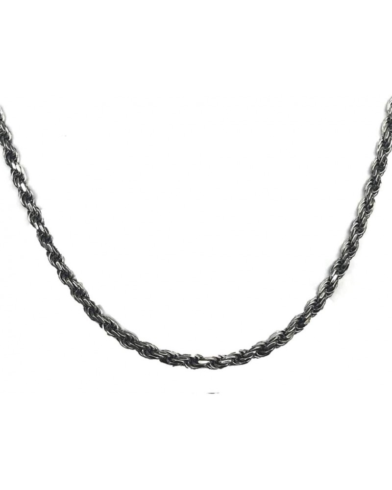 Fine Sterling Silver Oxidized Antique Vintage 4.5mm Rope Chain Necklace 18.0 Inches $59.19 Necklaces