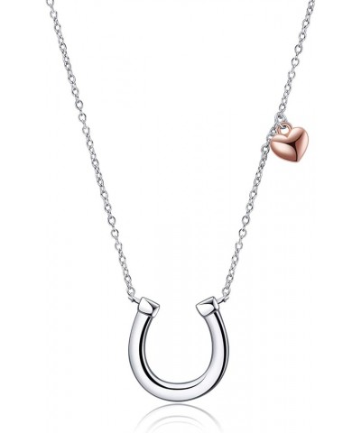 Horseshoe Necklace for Women Sterling Silver Horse Jewelry Gifts for Girls silver $17.55 Necklaces