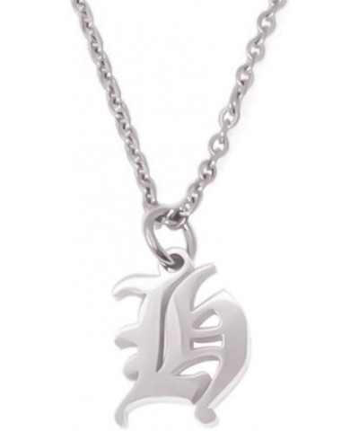 Old English Initial Alphabet Letter Necklace H-Silver $11.39 Necklaces