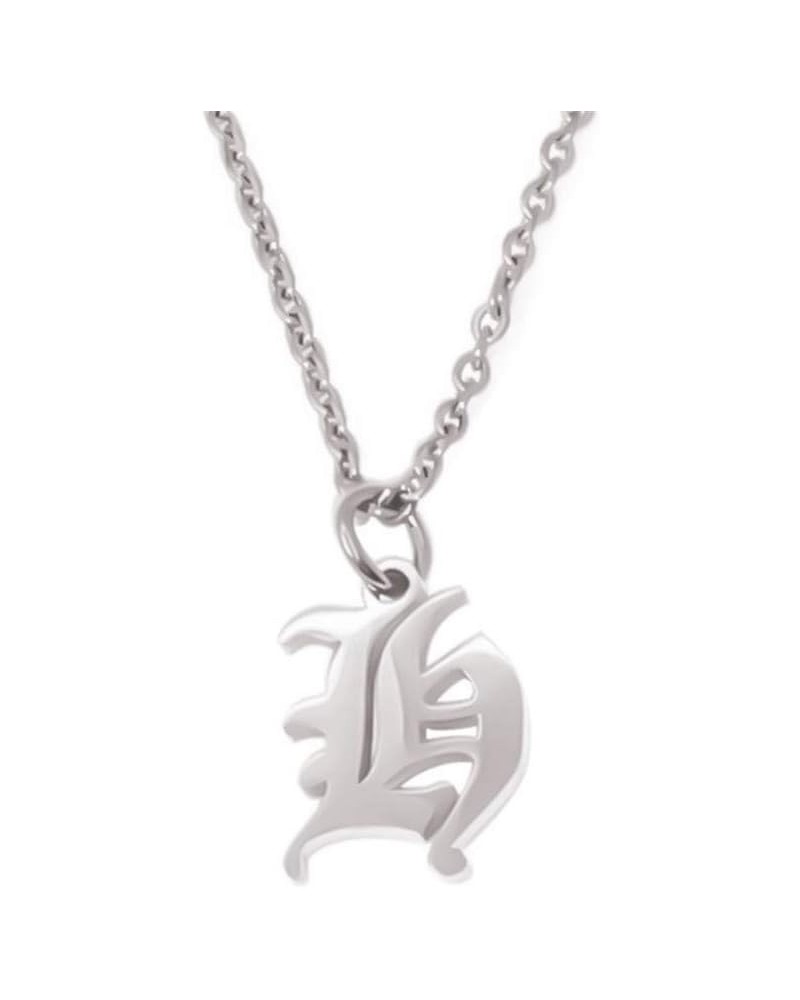 Old English Initial Alphabet Letter Necklace H-Silver $11.39 Necklaces