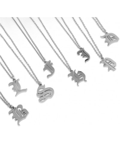 Old English Initial Alphabet Letter Necklace H-Silver $11.39 Necklaces