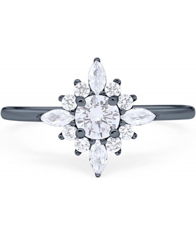 Cluster Wedding Engagement Ring Marquise Round Cubic Zirconia 925 Sterling Silver Choose Color Black Tone, Simulated CZ $13.5...