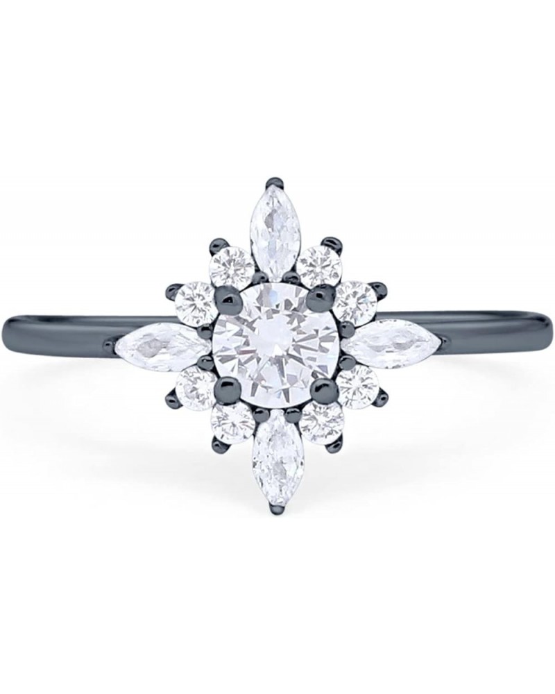 Cluster Wedding Engagement Ring Marquise Round Cubic Zirconia 925 Sterling Silver Choose Color Black Tone, Simulated CZ $13.5...