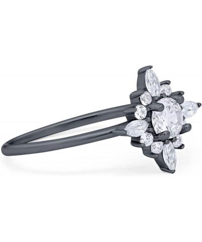 Cluster Wedding Engagement Ring Marquise Round Cubic Zirconia 925 Sterling Silver Choose Color Black Tone, Simulated CZ $13.5...