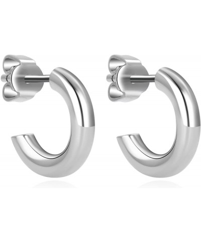 G23 Titanium Earrings for Sensitive Ears, Titanium Half Hoop Huggie Earrings, Open C Shaped Split Hoop Earrings for Women Pla...