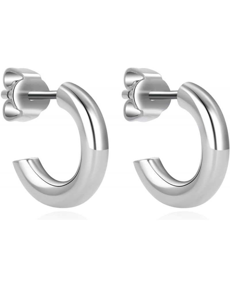 G23 Titanium Earrings for Sensitive Ears, Titanium Half Hoop Huggie Earrings, Open C Shaped Split Hoop Earrings for Women Pla...