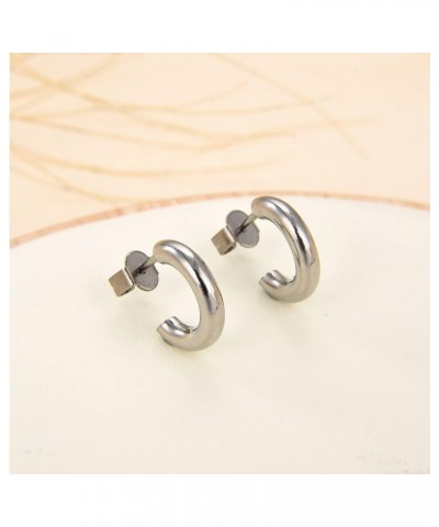 G23 Titanium Earrings for Sensitive Ears, Titanium Half Hoop Huggie Earrings, Open C Shaped Split Hoop Earrings for Women Pla...