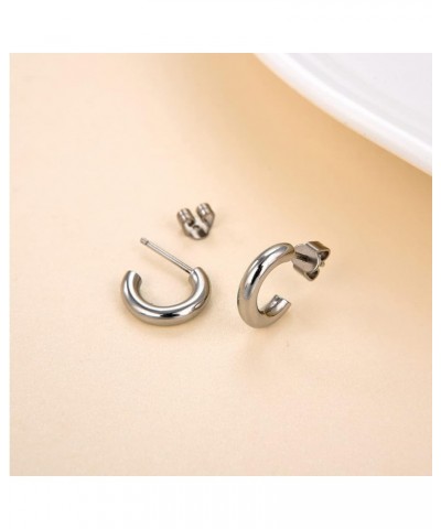 G23 Titanium Earrings for Sensitive Ears, Titanium Half Hoop Huggie Earrings, Open C Shaped Split Hoop Earrings for Women Pla...