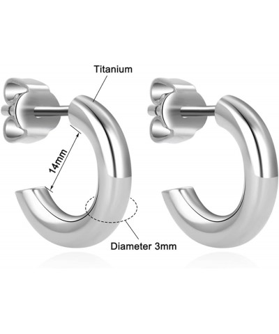 G23 Titanium Earrings for Sensitive Ears, Titanium Half Hoop Huggie Earrings, Open C Shaped Split Hoop Earrings for Women Pla...