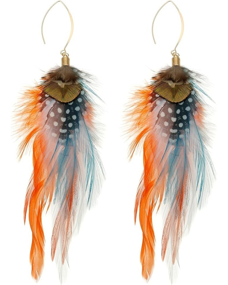 Long Feather Earrings for Women Bohemian Dangle Earrings Lightweight Feather Statement Earrings Handmade Jewelry Style J $8.2...