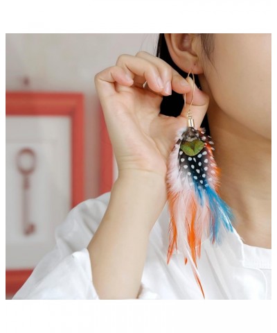 Long Feather Earrings for Women Bohemian Dangle Earrings Lightweight Feather Statement Earrings Handmade Jewelry Style J $8.2...