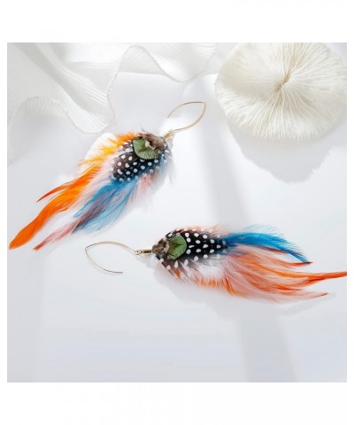 Long Feather Earrings for Women Bohemian Dangle Earrings Lightweight Feather Statement Earrings Handmade Jewelry Style J $8.2...