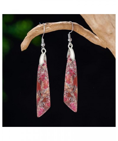 Women Natural Stone Earrings Unique Healing Gemstone Energy Hypoallergenic Lightweight Dangle Drop Earrings Multiple Styles E...