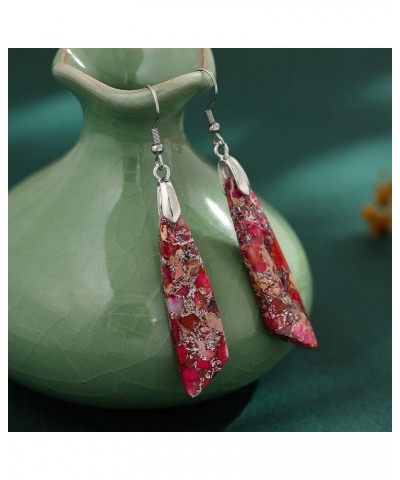 Women Natural Stone Earrings Unique Healing Gemstone Energy Hypoallergenic Lightweight Dangle Drop Earrings Multiple Styles E...