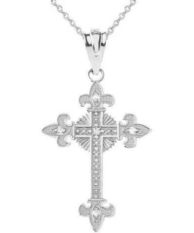 Saint Cross with Diamond Fine Pendant Necklace With Rolo Chain Real Solid 10Kt Gold C. 10K White Gold 20.0 Inches $95.19 Neck...