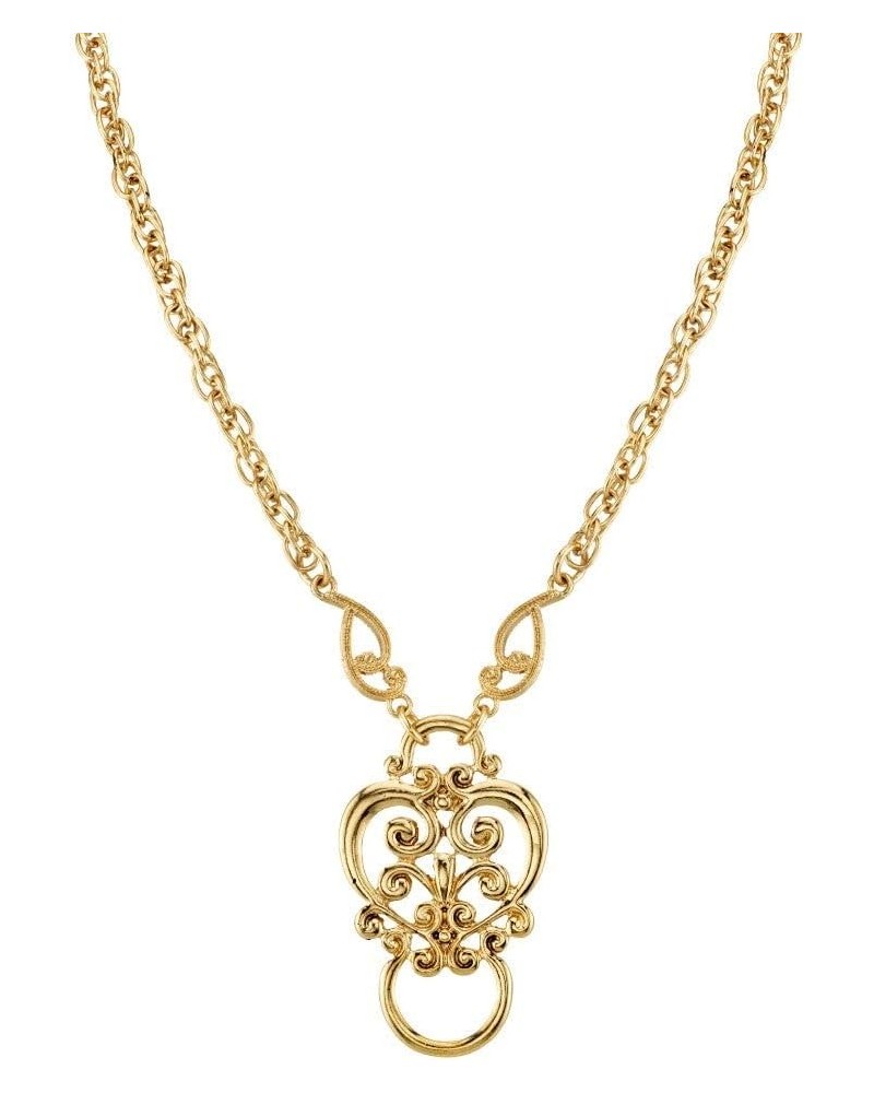 1928 Jewelry Silver Tone Heart Eyeglass Holder Pendant Necklace, 28 Gold $15.59 Necklaces