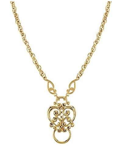 1928 Jewelry Silver Tone Heart Eyeglass Holder Pendant Necklace, 28 Gold $15.59 Necklaces