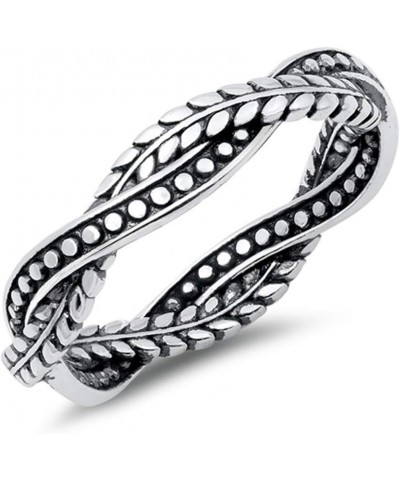 Cute Twisted Nature Leaf Vine Oxidized Boho Dot Sterling Silver Ring Sizes 4-12 $12.55 Rings