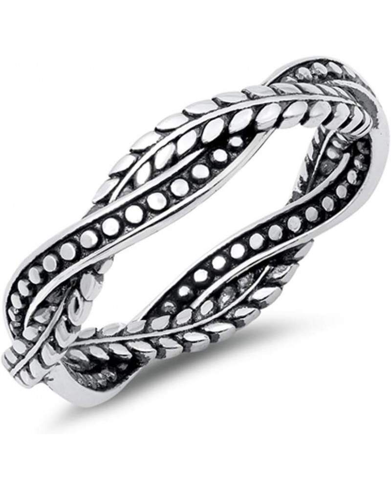 Cute Twisted Nature Leaf Vine Oxidized Boho Dot Sterling Silver Ring Sizes 4-12 $12.55 Rings