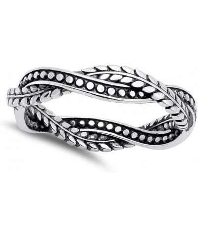 Cute Twisted Nature Leaf Vine Oxidized Boho Dot Sterling Silver Ring Sizes 4-12 $12.55 Rings