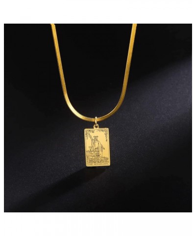 Snake Chain Tarot Cards Necklace Stainless Steel Vintage Tarot Jewelry Good Luck Amulet Pendants for Women Gold-THE MAGICIAN ...