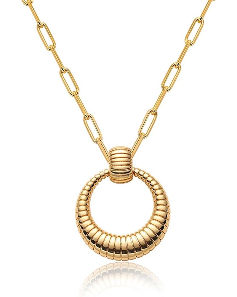 Dainty Gold Necklace for Women 14K Gold Plated Engraved Medallison Coin Pendant Necklaces Link Chain Bohemian Necklace Adjust...