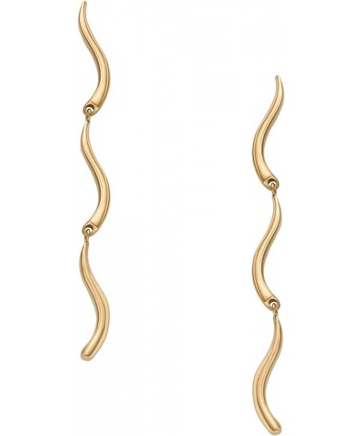 Women's Minimalist Silver, Rose Gold or Gold Tone Stainless Steel Drop Earrings Gold Wave $28.32 Earrings