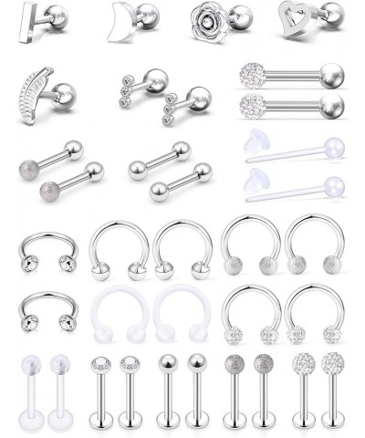 Tragus Earring Lip Labret Studs Horseshoe Nose Hoop Ring Daith Earring Retainer Stainless Steel Helix Cartilage Earrings Monr...