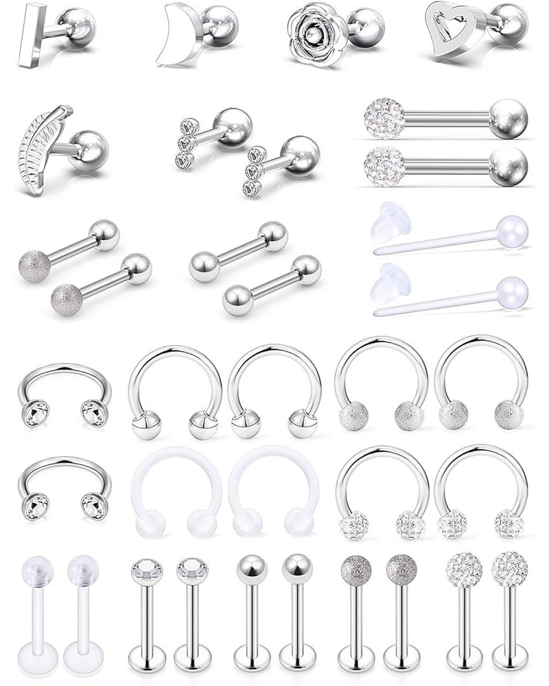 Tragus Earring Lip Labret Studs Horseshoe Nose Hoop Ring Daith Earring Retainer Stainless Steel Helix Cartilage Earrings Monr...