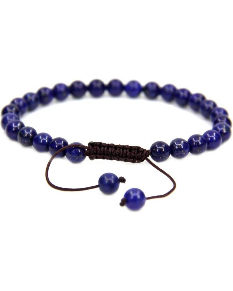 Handmade Gemstone 6mm Round Beads Adjustable Braided Macrame Tassels Chakra Reiki Bracelets 7-9 inch Unisex Natural Lapis Laz...