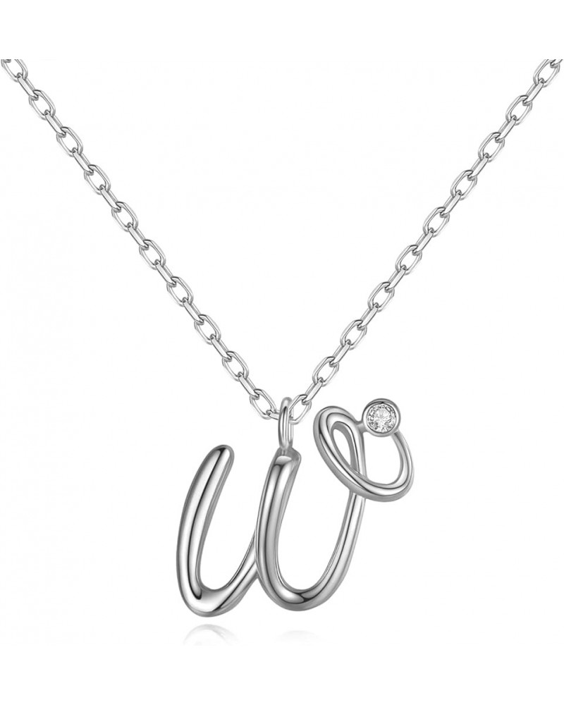 Initial Necklace for Women Girls 18K White Gold Plated Sterling Silver 26 Latin Cursive Letters Personalized Necklace W $15.5...