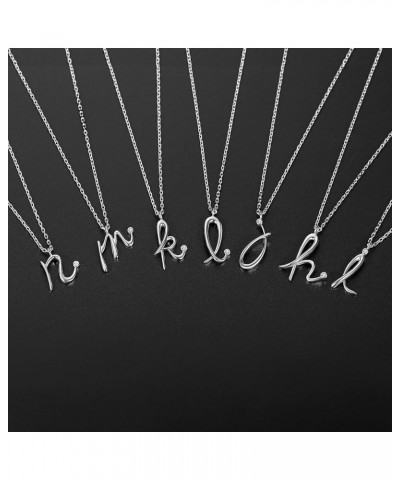 Initial Necklace for Women Girls 18K White Gold Plated Sterling Silver 26 Latin Cursive Letters Personalized Necklace W $15.5...