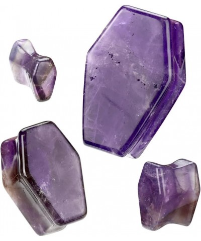 Coffin Shaped Amethyst Stone Double Flared Plugs, Sold as a Pair 25mm (1") $9.19 Body Jewelry