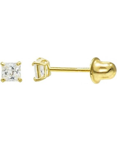 10K Yellow Gold Princess Cubic Zirconia (CZ) Double Basket Screw Back Stud Earrings - 3 mm to 10 mm 3 mm (0.30 ct) $42.12 Ear...