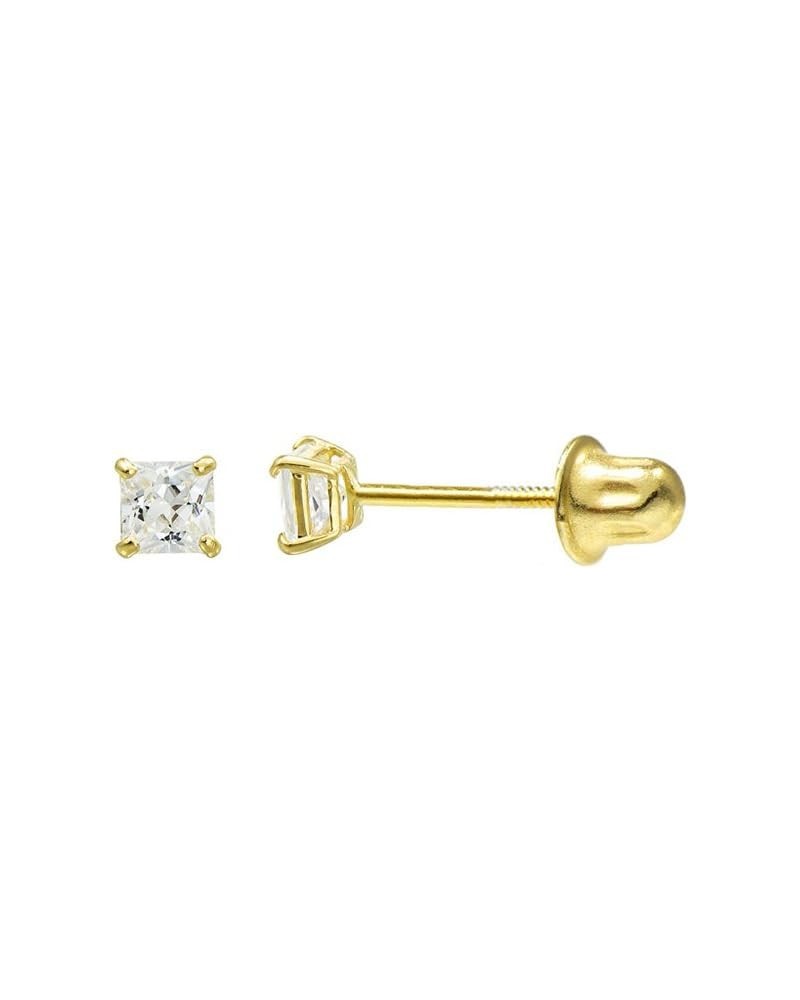 10K Yellow Gold Princess Cubic Zirconia (CZ) Double Basket Screw Back Stud Earrings - 3 mm to 10 mm 3 mm (0.30 ct) $42.12 Ear...