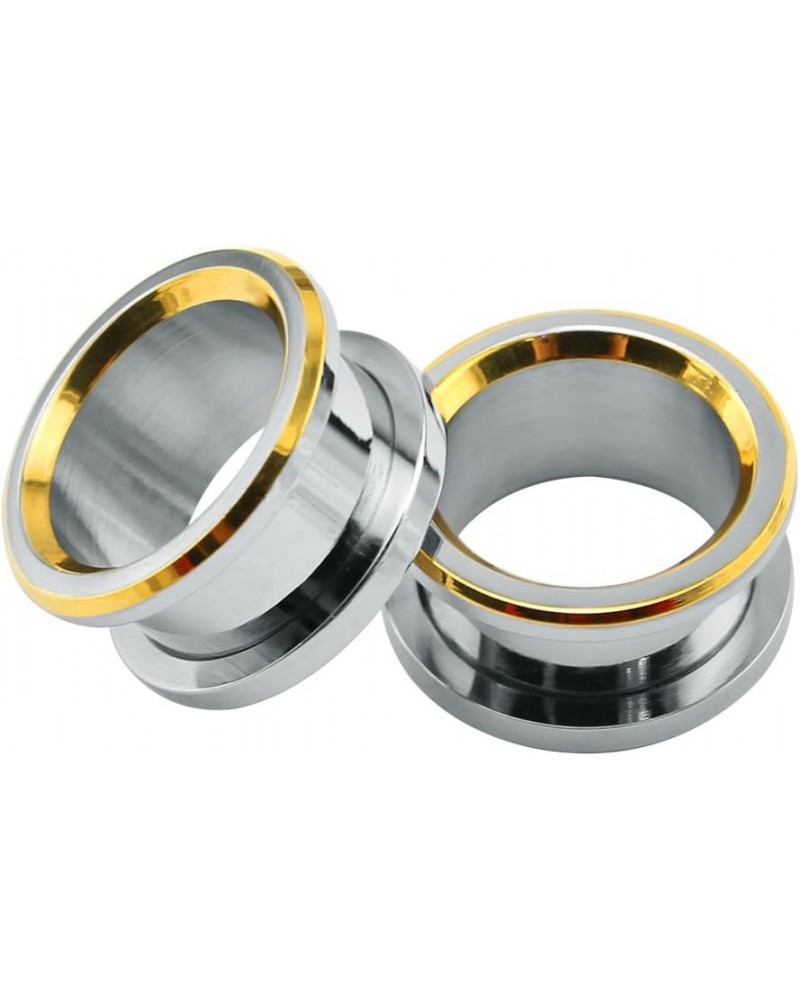 316L Stainless Steel Gold bevel Edge Flesh Ear Tunnel Plug Ear Gauges Expanders Body Jewelry Gauge-5/8"(16mm) $8.84 Body Jewelry