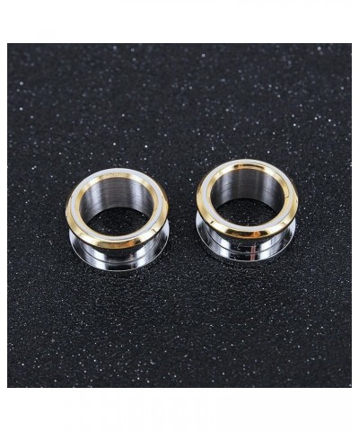 316L Stainless Steel Gold bevel Edge Flesh Ear Tunnel Plug Ear Gauges Expanders Body Jewelry Gauge-5/8"(16mm) $8.84 Body Jewelry