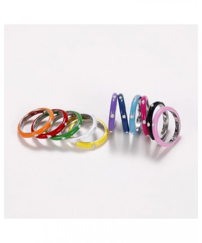 Stackable Enamel Ring 925 Sterling Silver Cubic Zirconia Rainbow Eternity Stacking Band Rings for Women 8(Red) 8 Purple $9.27...