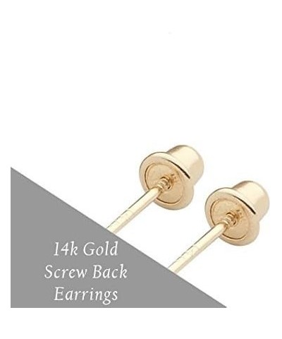 Solid 14k Yellow Gold Tiny Flower Stud Earrings with Cubic Zirconia and Screw Backings (June) $24.58 Earrings