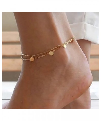 Ankle Bracelets for Women 14K Gold Plated Anklet for Women Silver Layered Shining Tennis Anklet Dainty Beaded Bar Dot Pearl S...