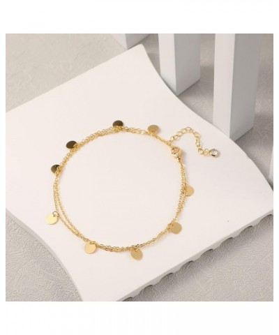 Ankle Bracelets for Women 14K Gold Plated Anklet for Women Silver Layered Shining Tennis Anklet Dainty Beaded Bar Dot Pearl S...