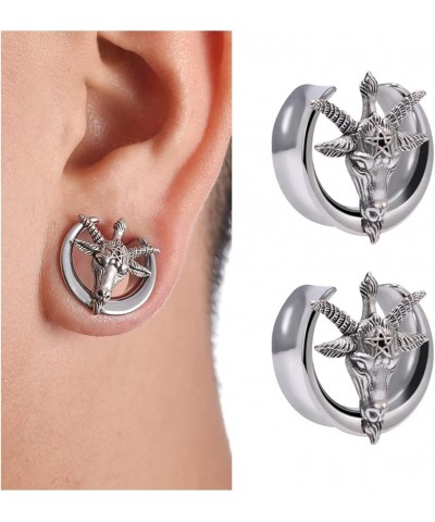 1 Pair Stainless Steel Gauges For Ears Double Flared Piercing Tunnels Notched Plugs Stretchers 0g to 1 Inch. silver 0g(8mm) $...