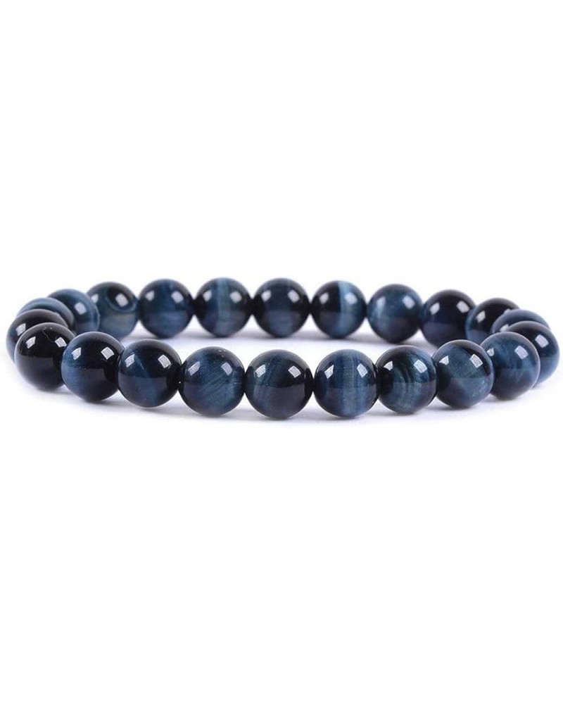 Handmade Gem Semi Precious Gemstone 8mm Round Beads Stretch Bracelet 7" Unisex Blue Tiger Eye $6.50 Bracelets