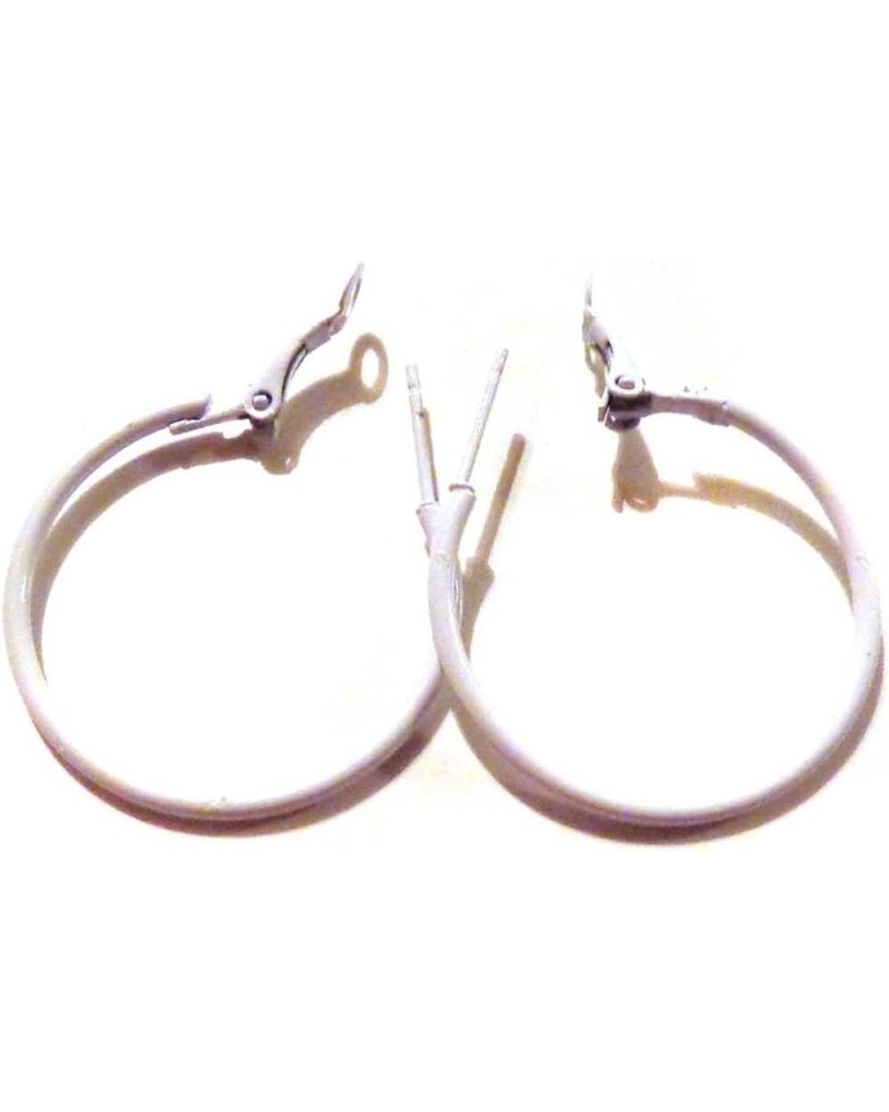 Color Hoop Earrings Simple Thin Hoop Earrings 1 Inch Hoop Earrings White $6.95 Earrings